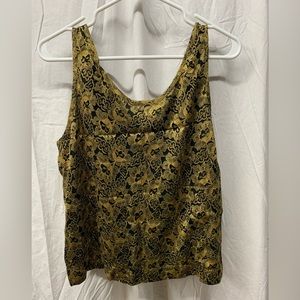 GUC Christian Dior Black and gold floral sleeveless top, size 10